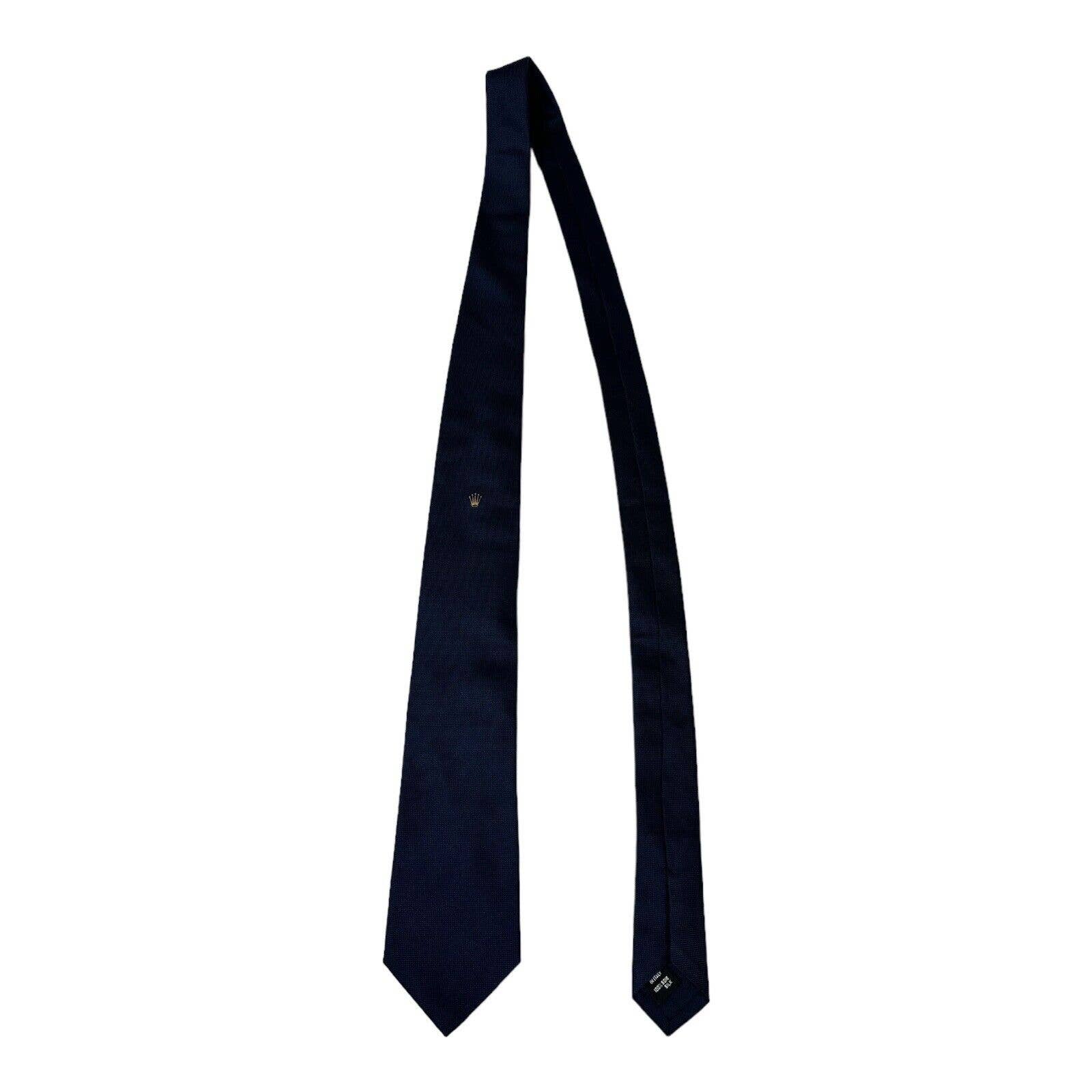 Rolex Pure Silk Mens Blue Woven Tie 325 Inch Width Excellent